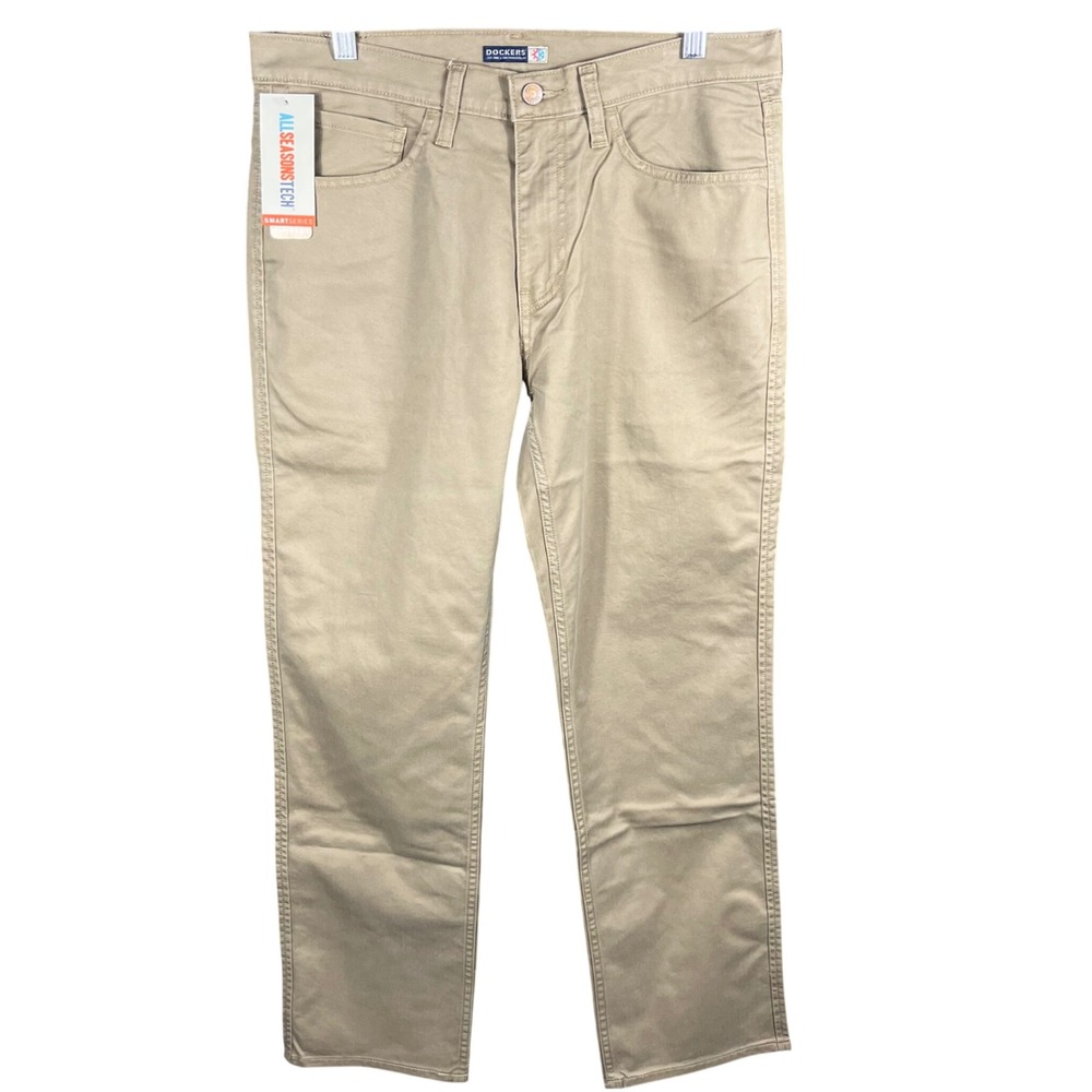 Dockers Jean Cut Pants Mens 32x30 Khaki Tan Straight Fit All Seasons Tech Chino